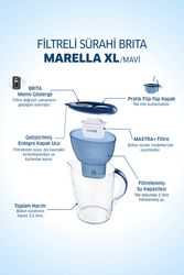 BRITA Marella XL 3 Filtreli Su Arıtma Sürahisi - Mavi - Thumbnail
