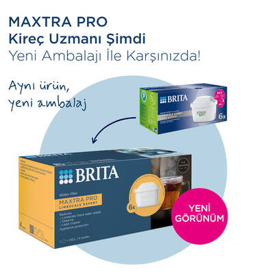 BRITA MAXTRA PRO Kireç Uzmanı Yedek Su Arıtma Filtresi, 3’lü